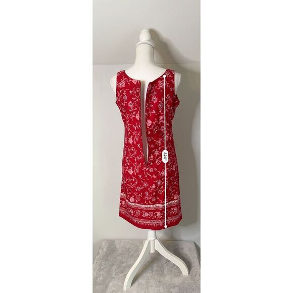 Women’s Floral Sheath Red Handkerchief Midi Dress 6 - Picture 6 of 8